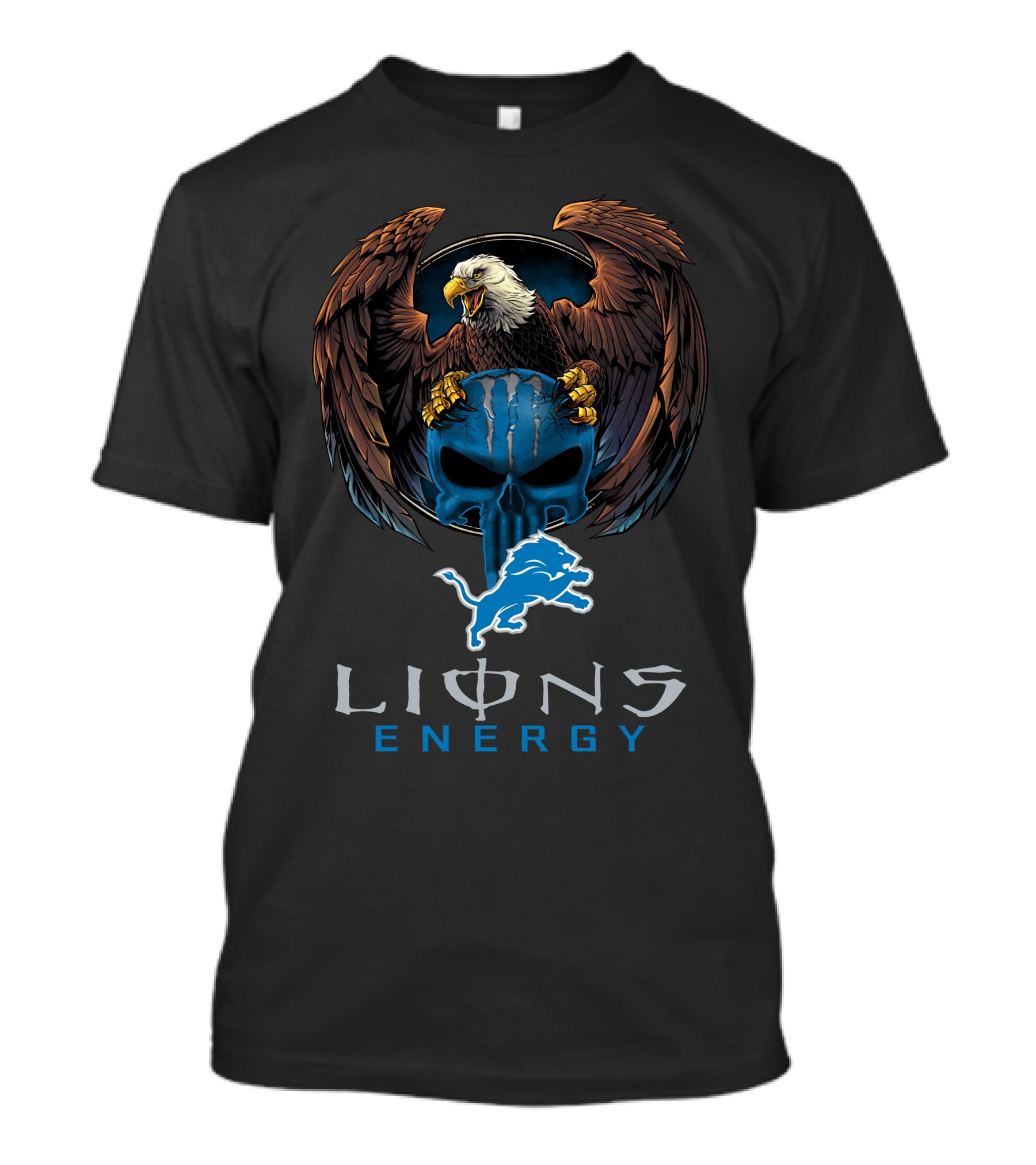Lions Energy Detroit Lions Football Eagle Emblem T-Shirt
