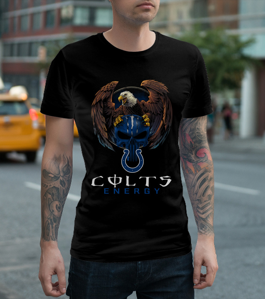 Colts Energy Bald Eagle And Skull With Horseshoe T-Shirt