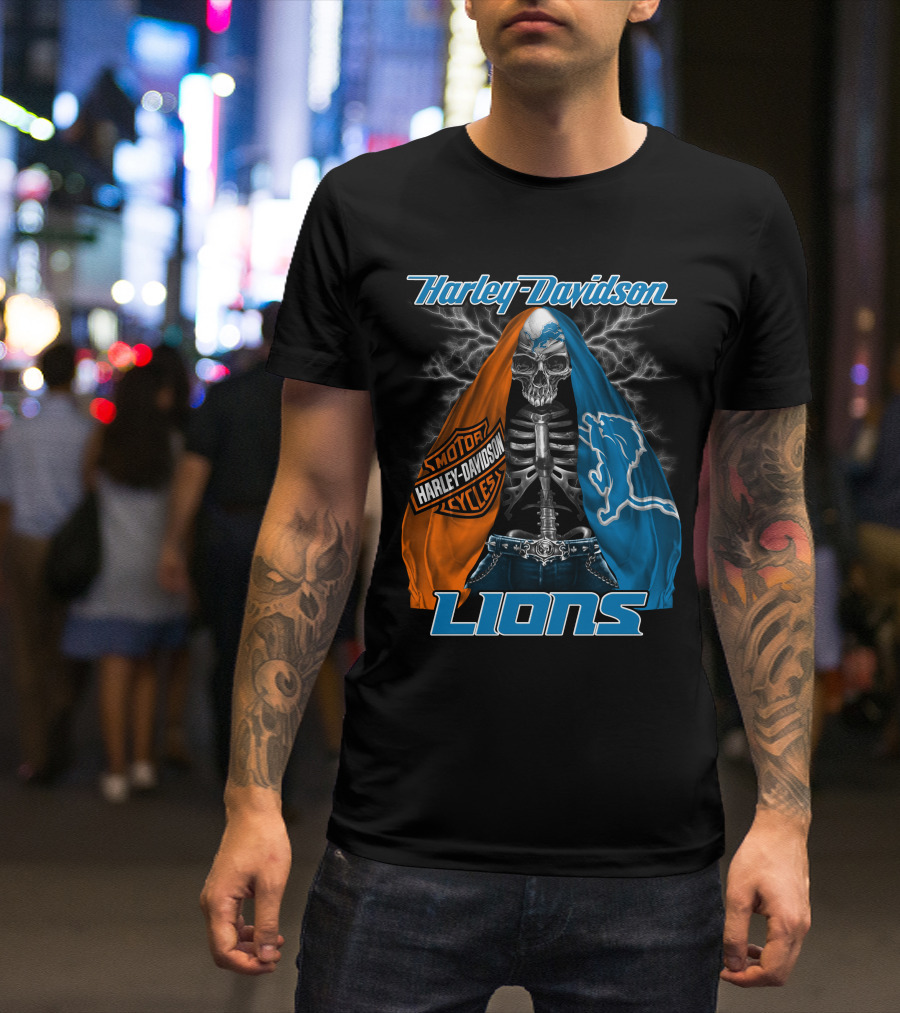 Harley Davidson Motorcycles Detroit Lions T-Shirt
