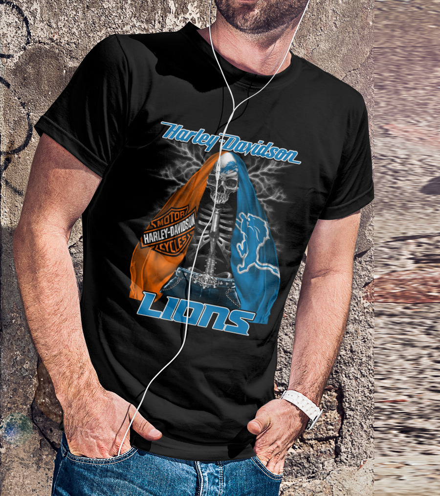 Harley Davidson Motorcycles Detroit Lions T-Shirt