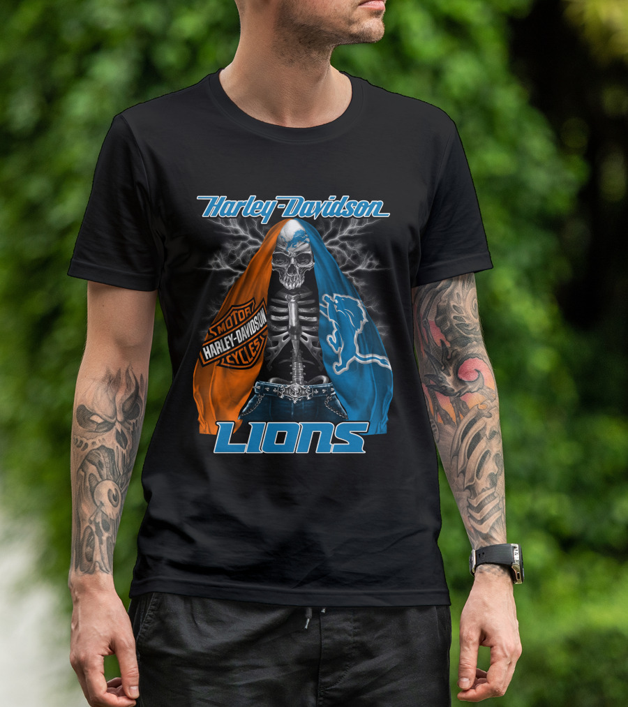Harley Davidson Motorcycles Detroit Lions T-Shirt