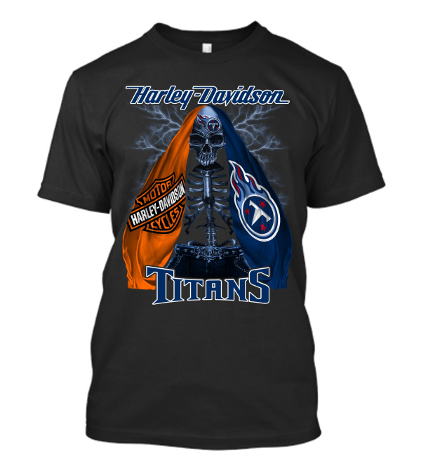 Harley Davidson Tennessee Titans Skeleton Moto Collaboration T-Shirt