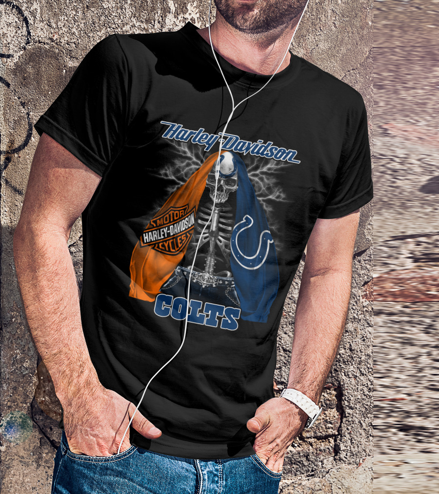 Harley Davidson Motorcycles Skull Indianapolis Colts T-Shirt