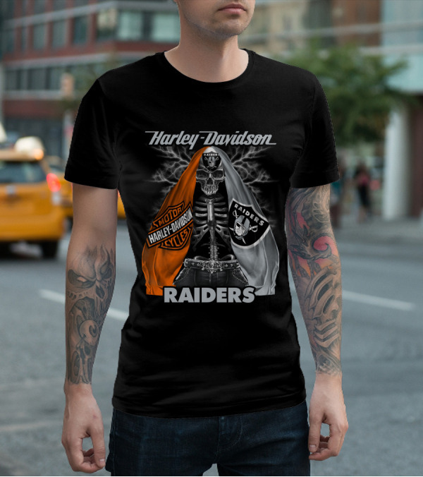 Harley Davidson Raiders Skeleton Hd0903 Las Vegas Raiders T-Shirt