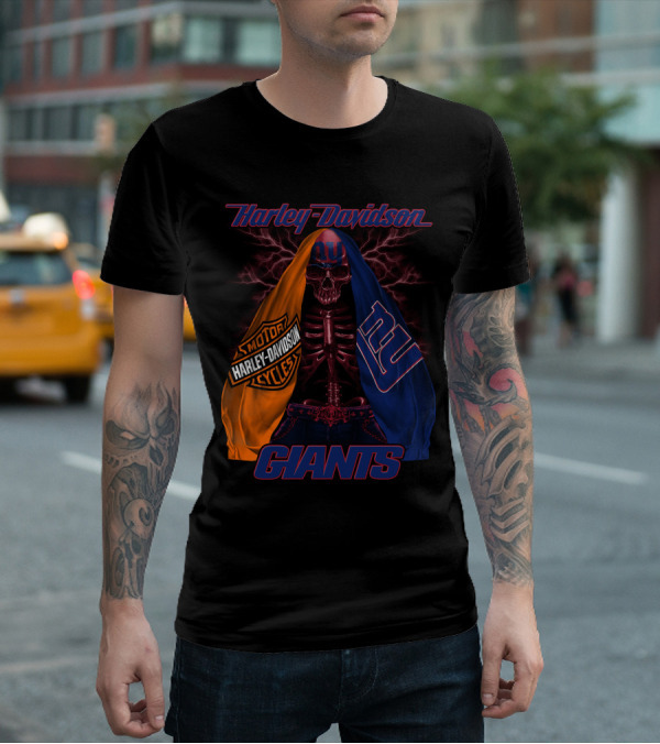 Harley Davidson New York Giants Motorcycles Hd0903 T-Shirt