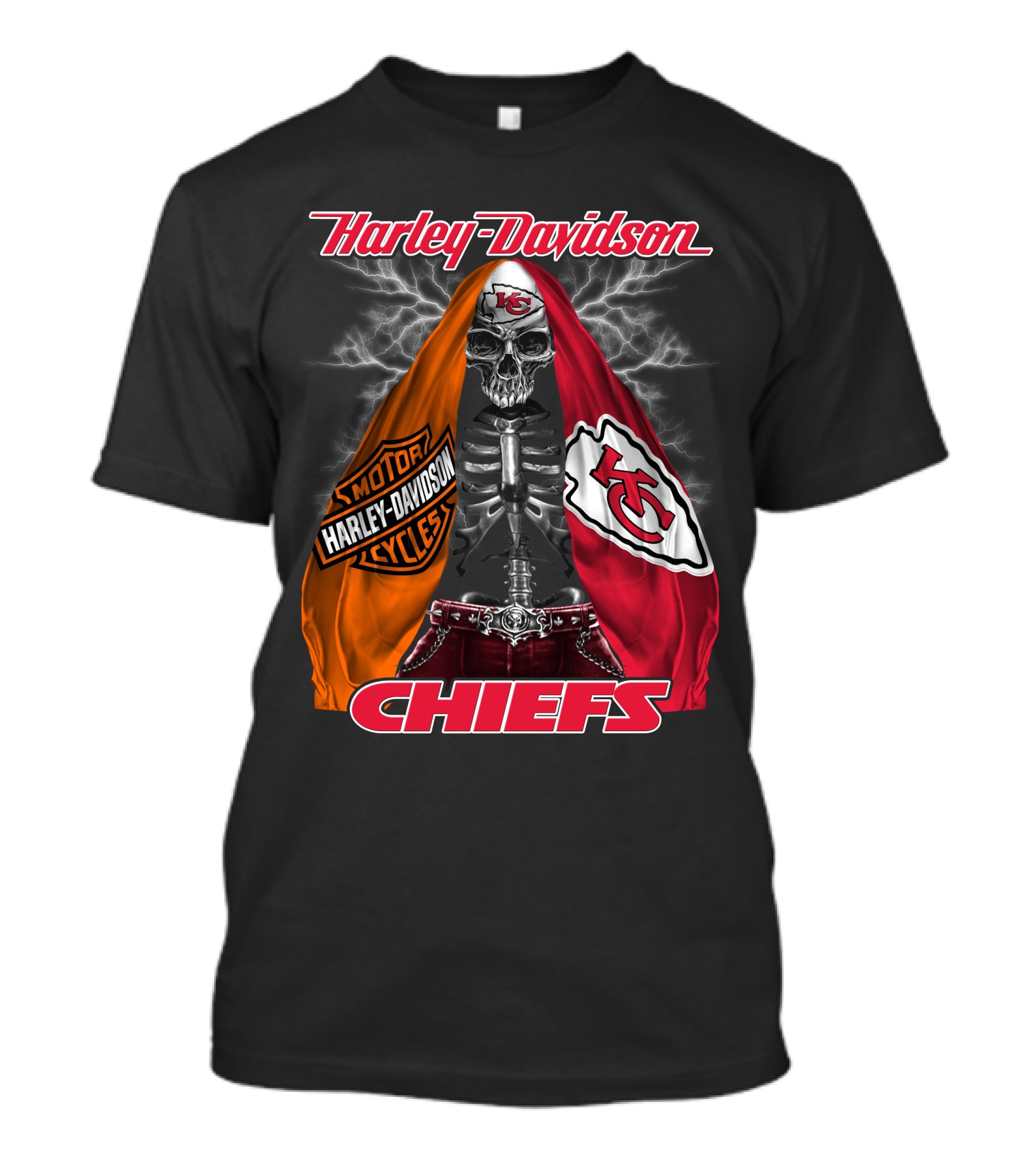 Harley Davidson Motorcycles Kansas City Chiefs Skeleton Chiefs T-Shirt