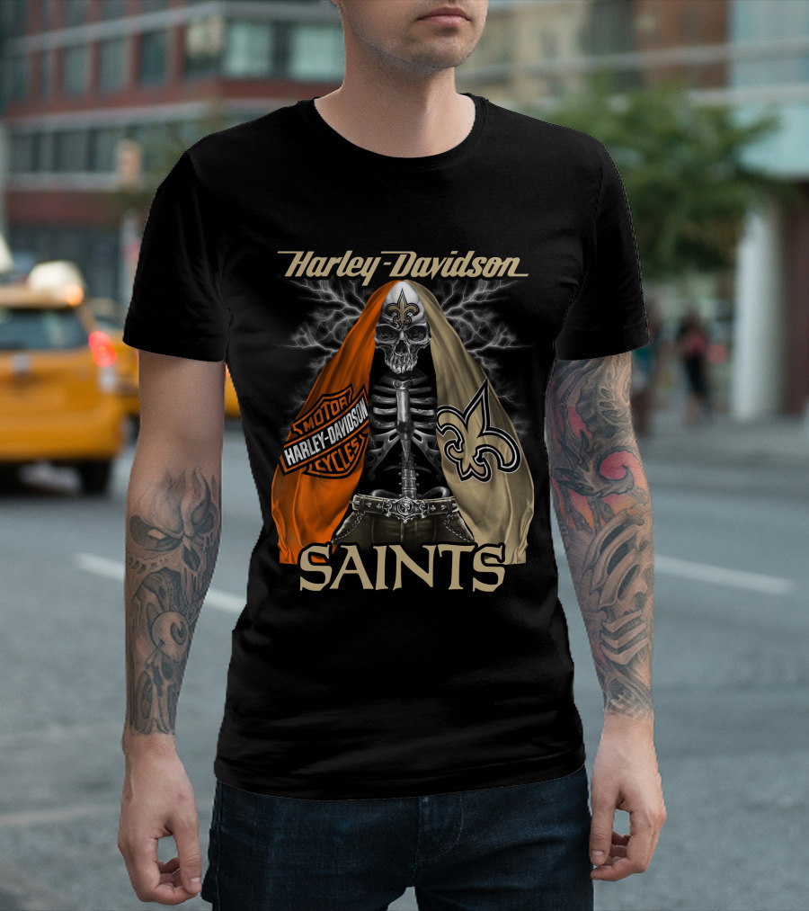 Harley Davidson Motorcycles New Orleans Saints T-Shirt