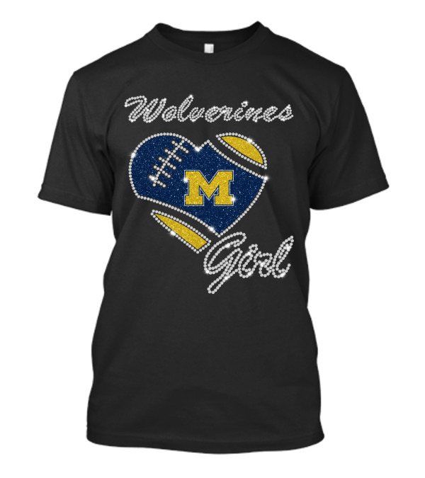 Wolverines Girl Heart Football M Michigan Wolverines T-Shirt