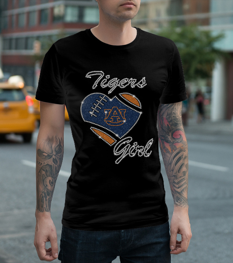 Auburn Tigers Girl Football Heart T-Shirt