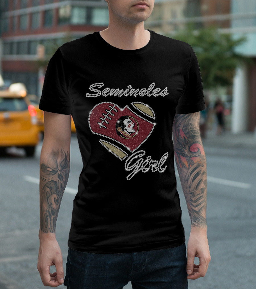 G1003 Florida State Seminoles Girl Football Heart T-Shirt