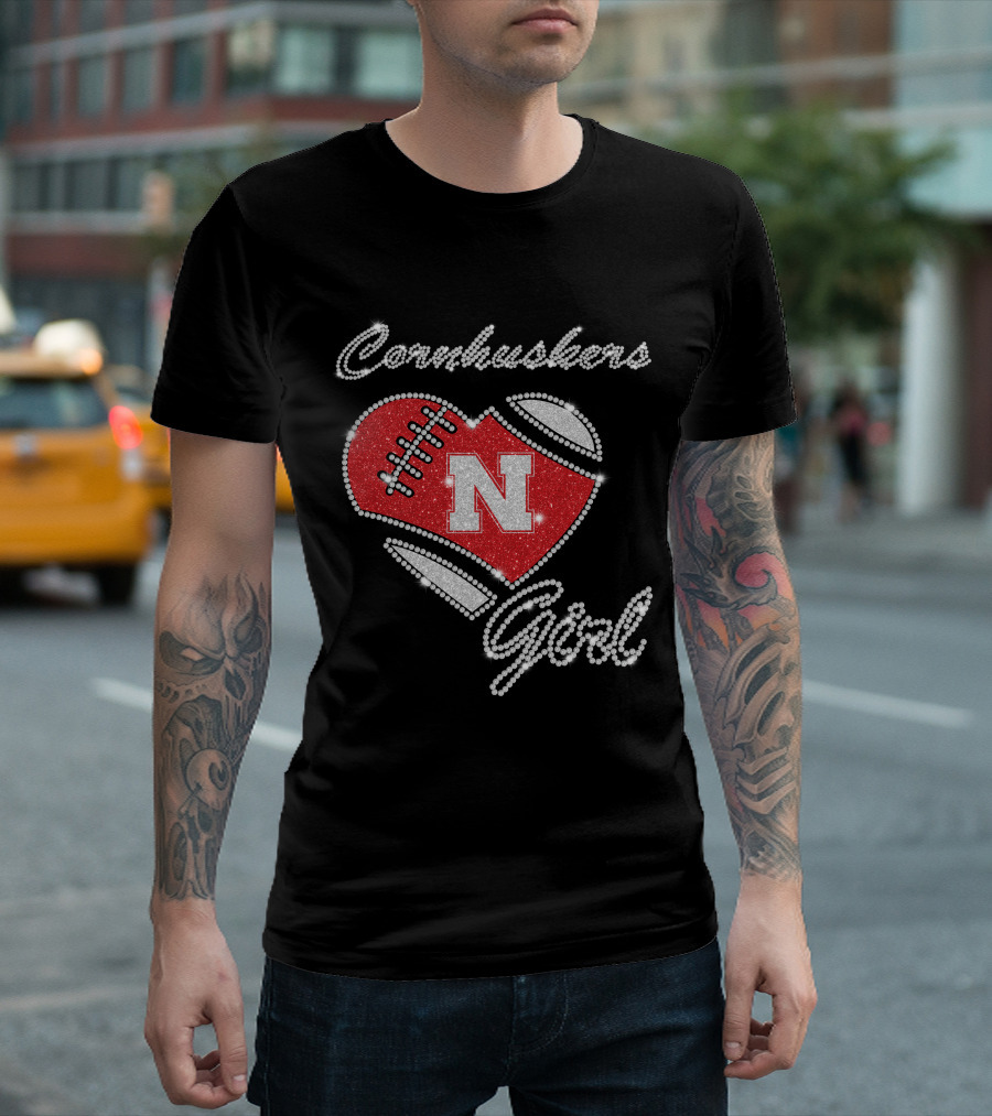 Cornhuskers Girl N Nebraska Football Heart T-Shirt