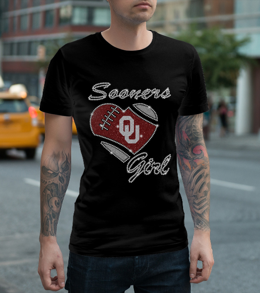 Sooners Girl Ou Football Heart Design G1003 Oklahoma Sooners T-Shirt