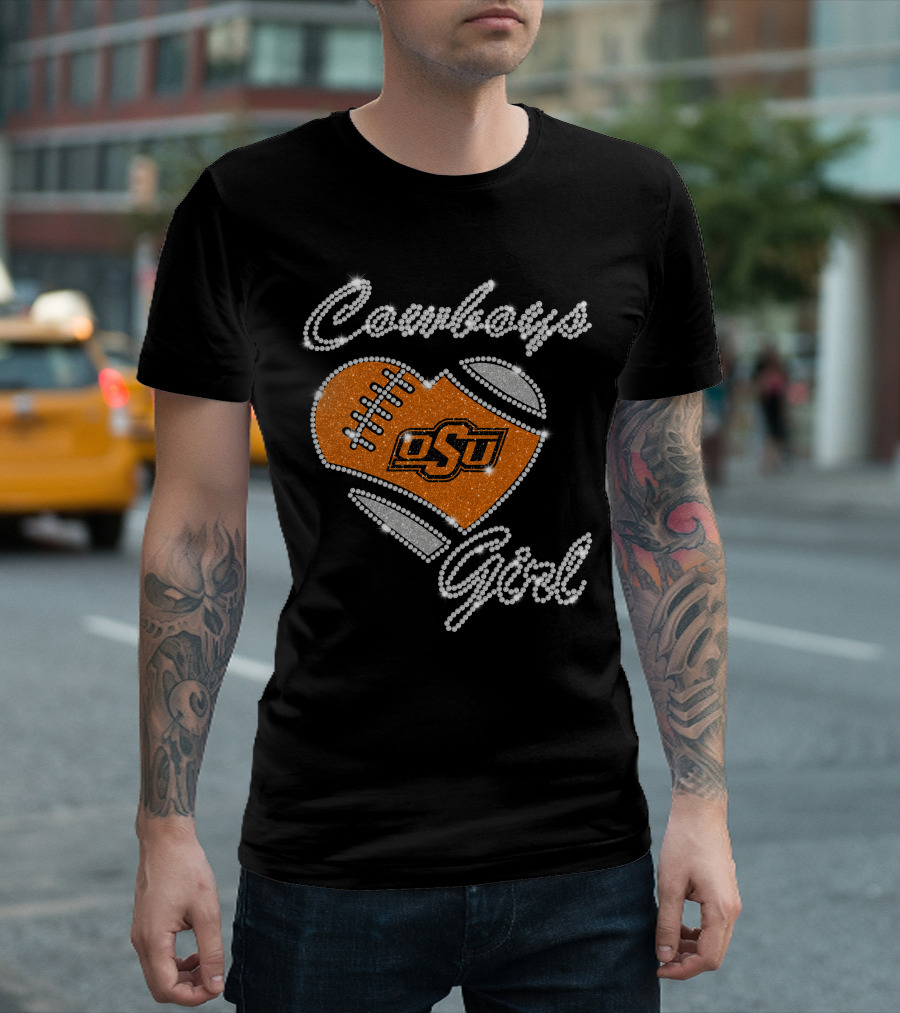 Cowboys Girl Osu Oklahoma State Football Heart T-Shirt