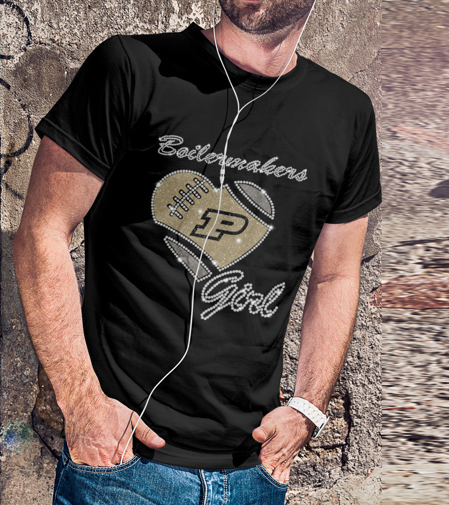 Boilermakers Girl Purdue Football Heart P Logo T-Shirt