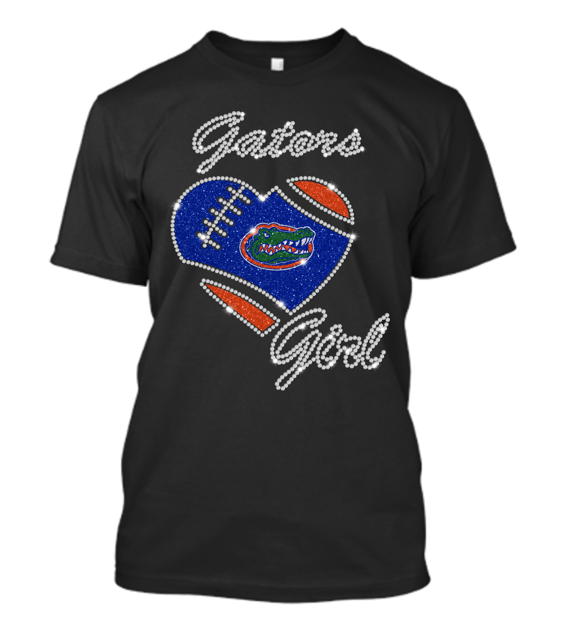 Gators Girl Florida Gators Heart Football Sparkle T-Shirt