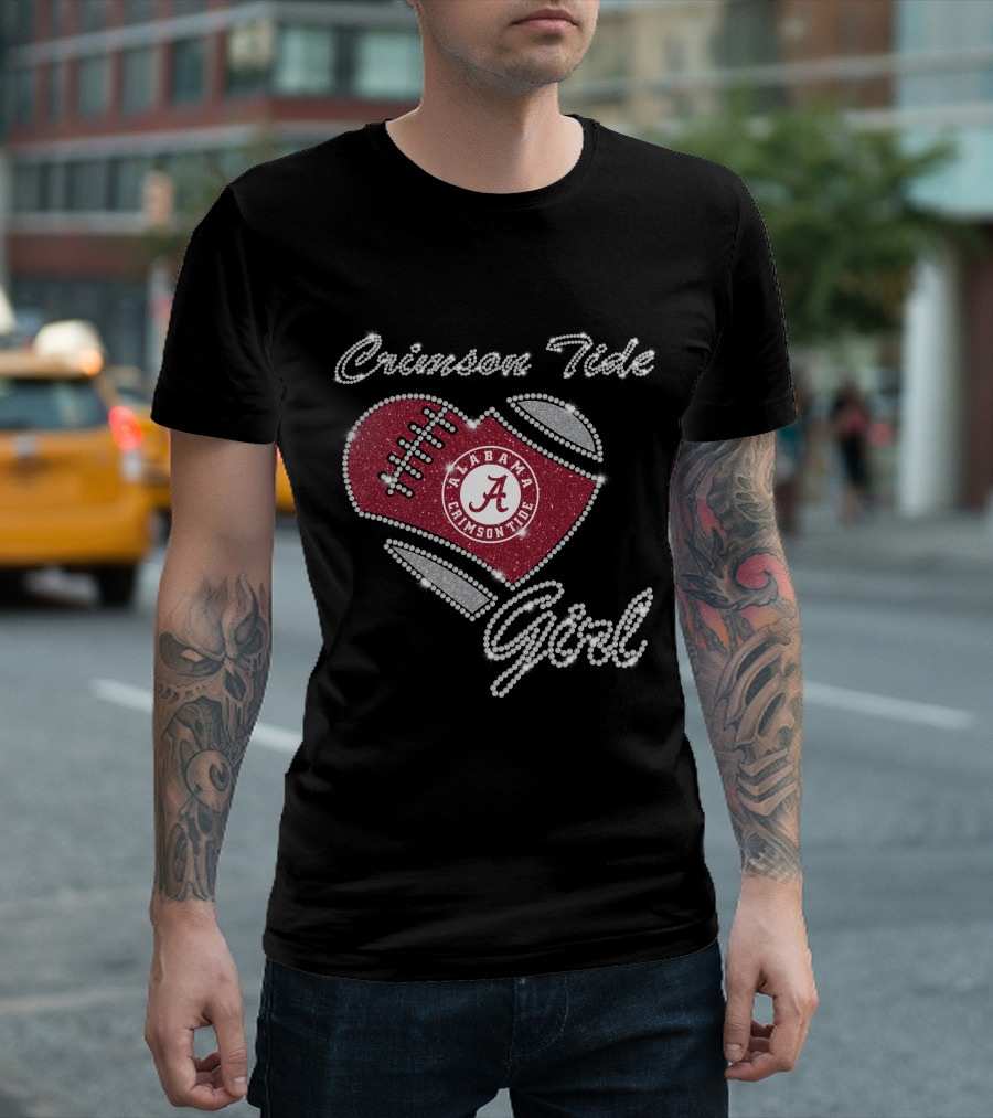Crimson Tide Alabama Crimson Tide Girl Football Heart T-Shirt