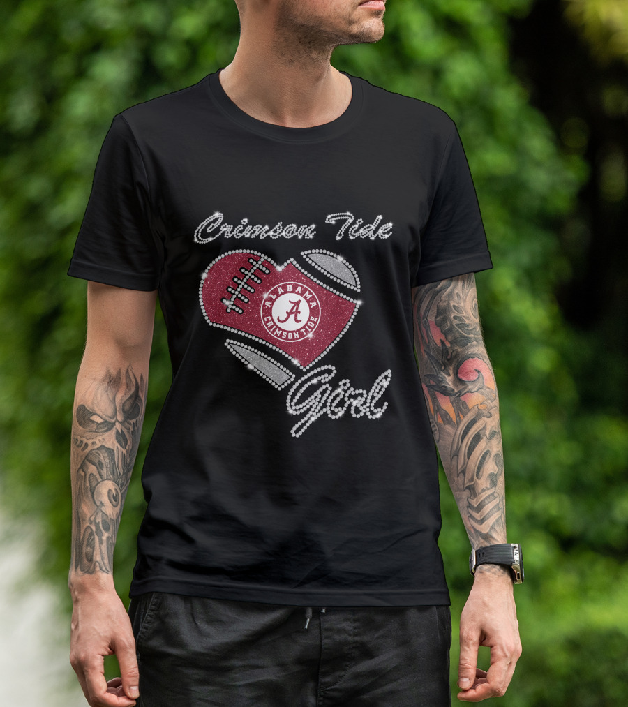Crimson Tide Alabama Crimson Tide Girl Football Heart T-Shirt