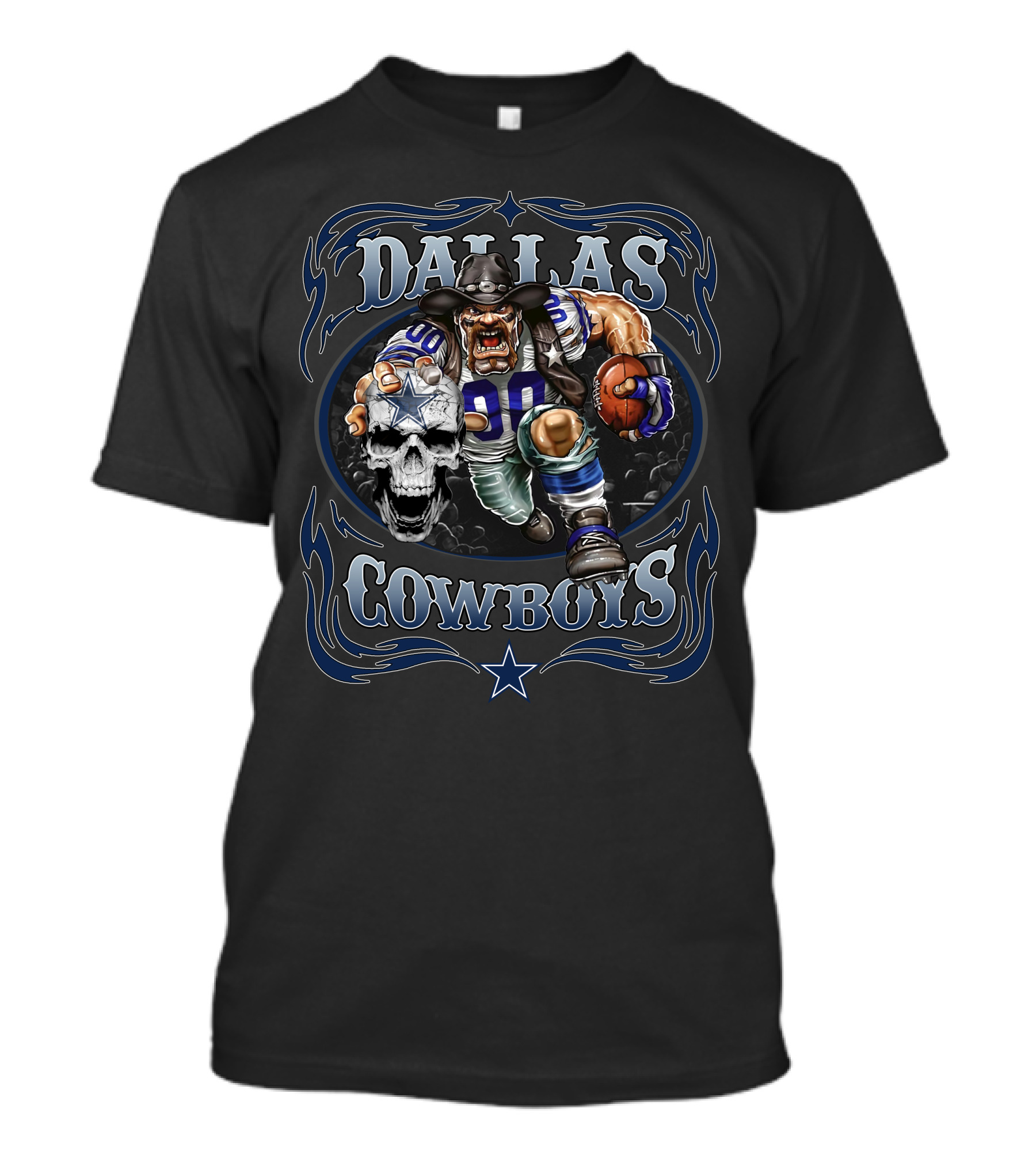 Dallas Cowboys Football Skull And Player T-Shirt