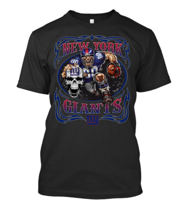 New York Giants Skull And Football Player T-Shirt