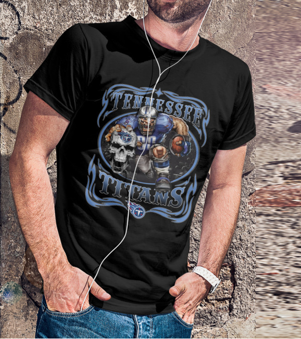Tennessee Titans Football Warrior With Skull And Team T-Shirt