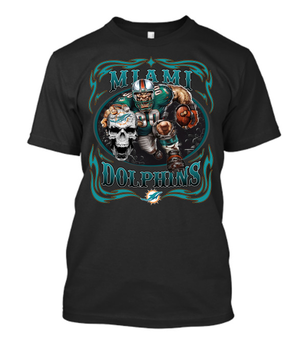 Miami Dolphins Nfl Football Skull And Player T-Shirt