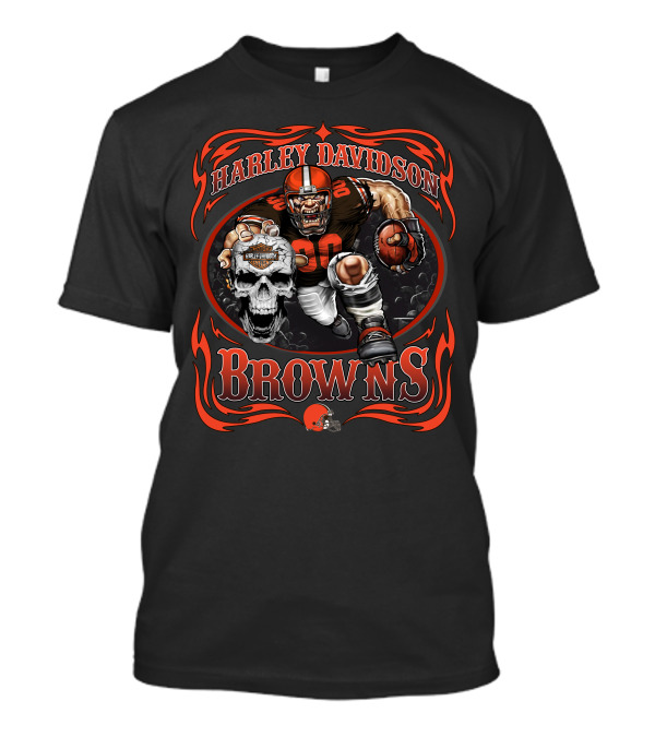 Harley Davidson Cleveland Browns Player Skull T-Shirt