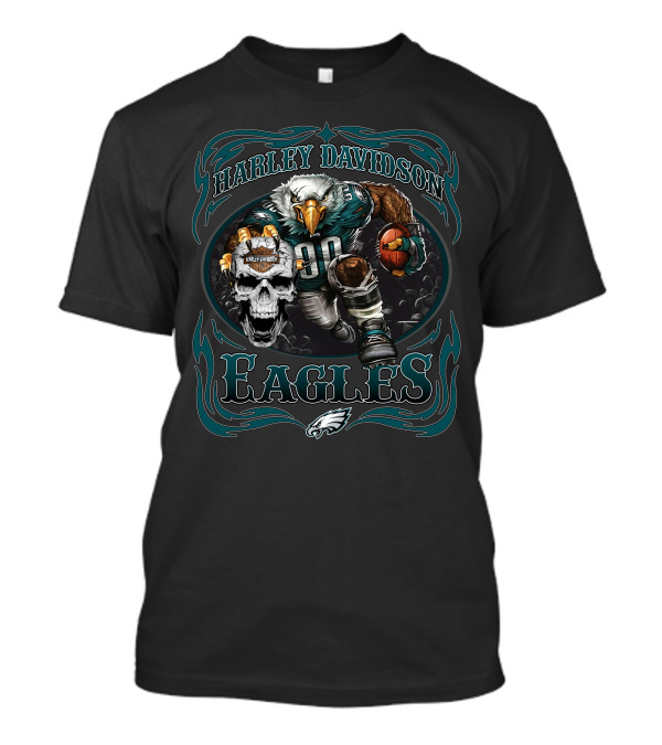 Harley Davidson Philadelphia Eagles Football Eagle With Skull And Ball T-Shirt