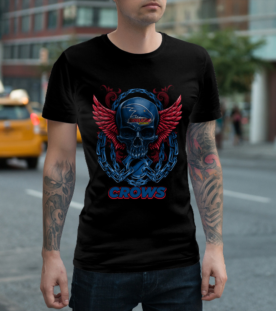 Adelaide Crows Skull with Chains and Wings T-Shirt