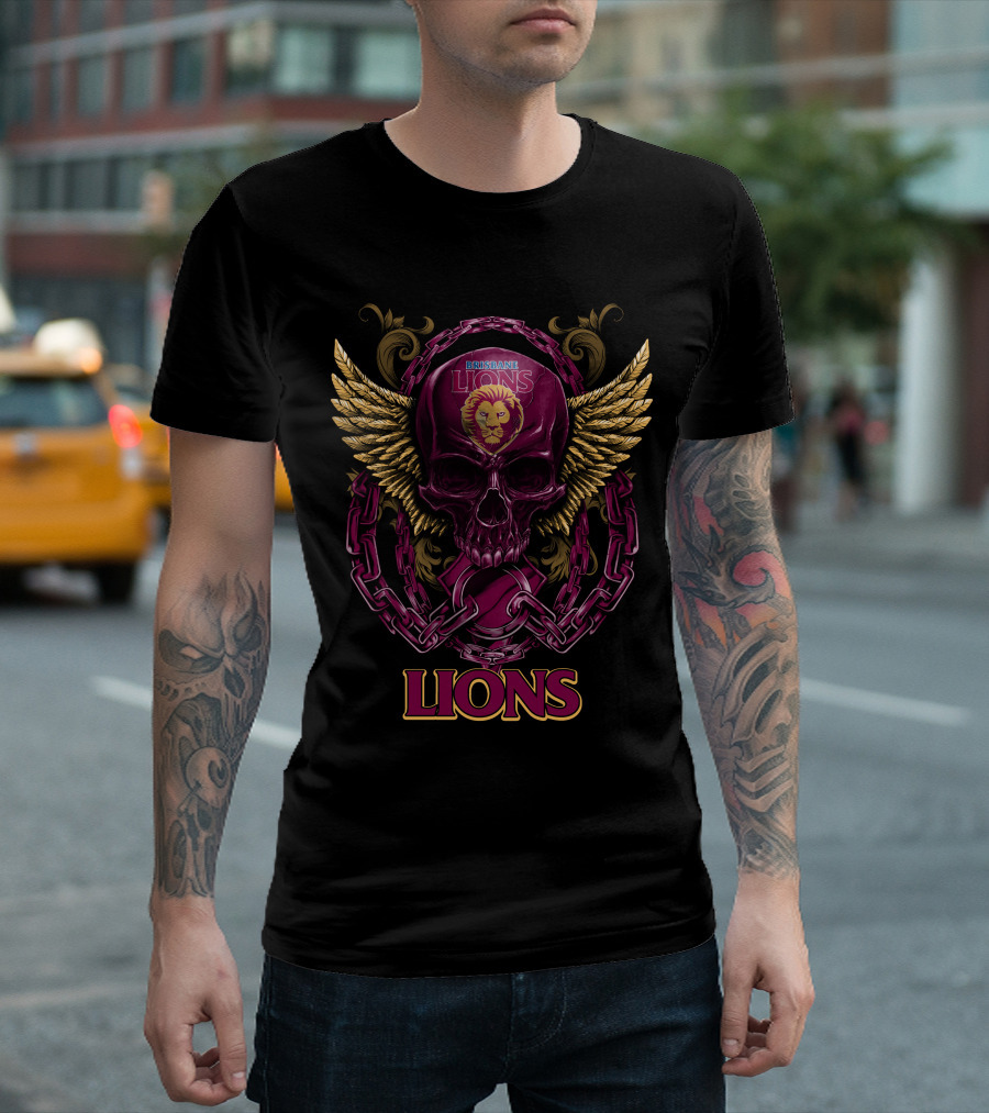 Brisbane Lions Skull Wings and Chains T-Shirt