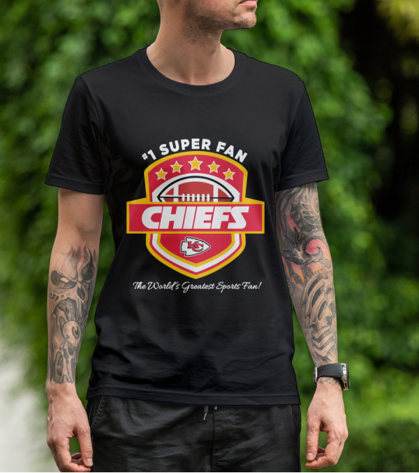Kansas City Chiefs Football Stars Red Gold Emblem Shield T-Shirt