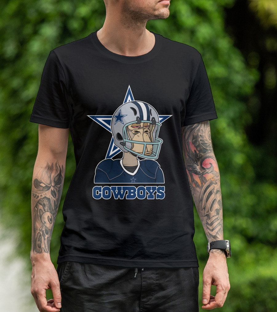 Cowboys Star Helmet Monkey Football Player T-Shirt