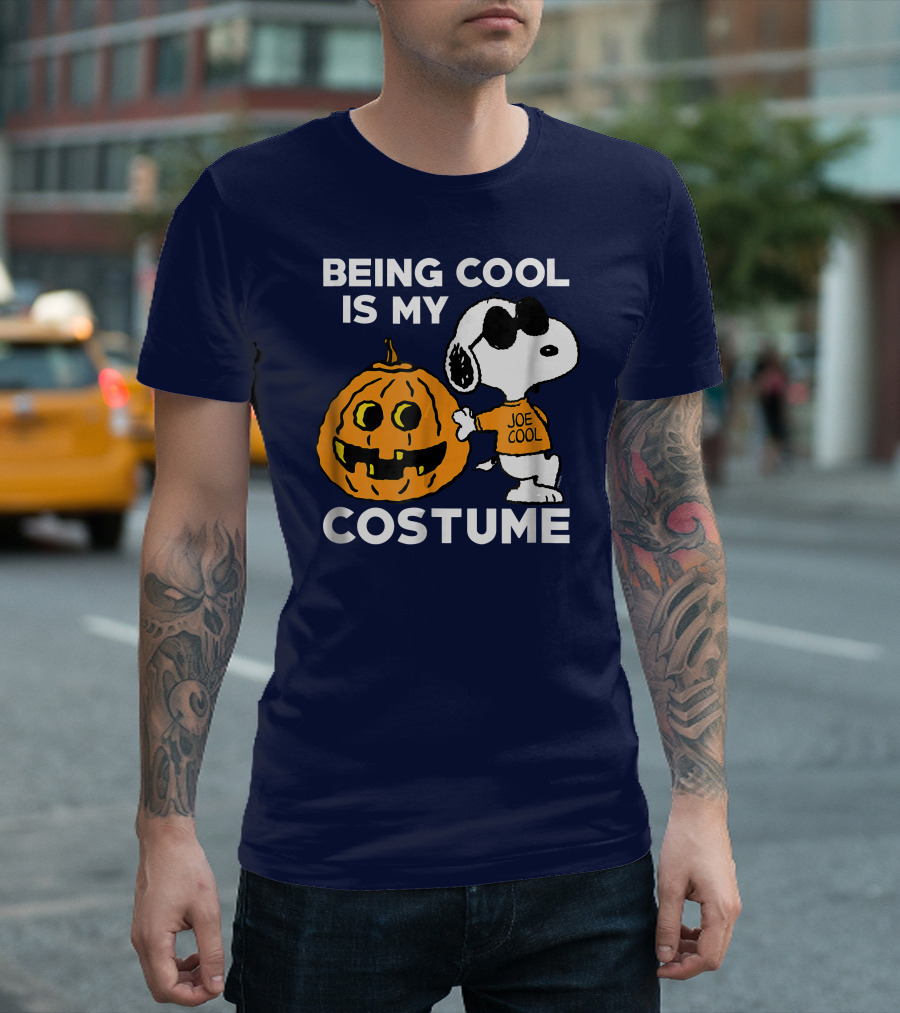 Being Cool Is My Costume Joe Cool Halloween Snoopy Pumpkin T-Shirt