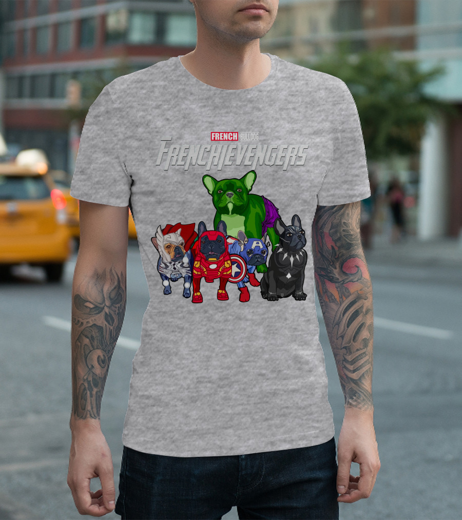 French Bulldog Frenchievengers Superhero Canine Team T-Shirt