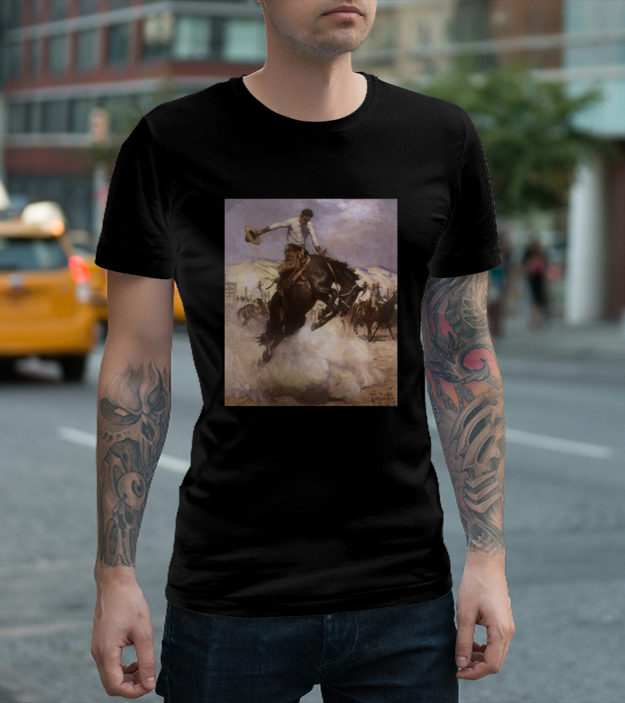 Breezy Riding by Koerner Cowboy Galloping Horse Western T-Shirt