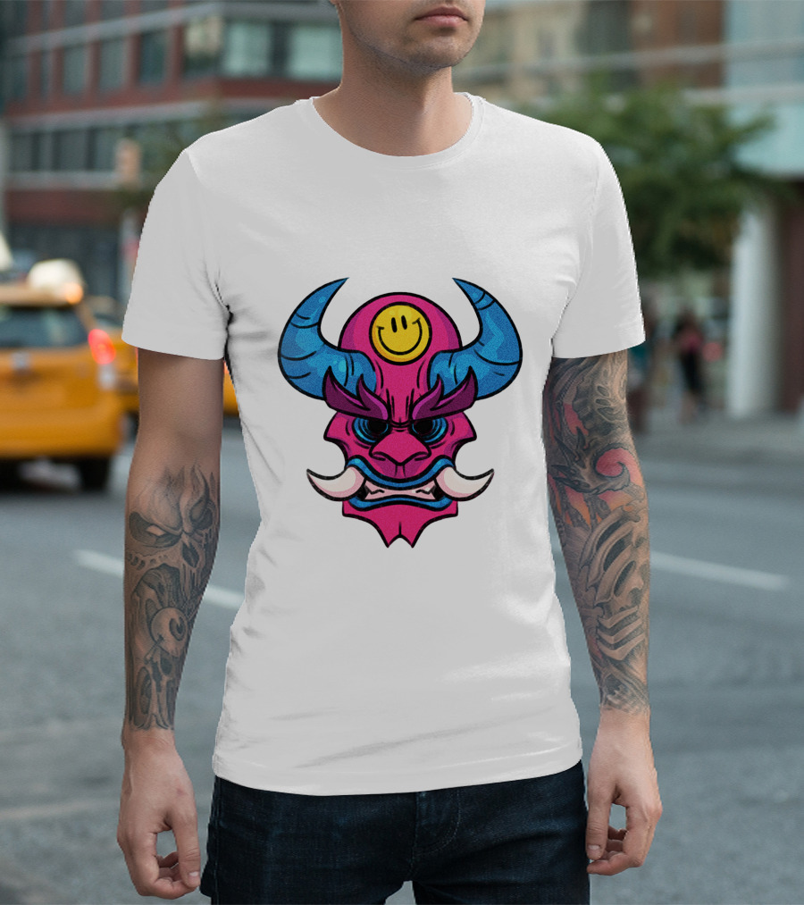 DACREW Oni Mask Smiley Face T-Shirt
