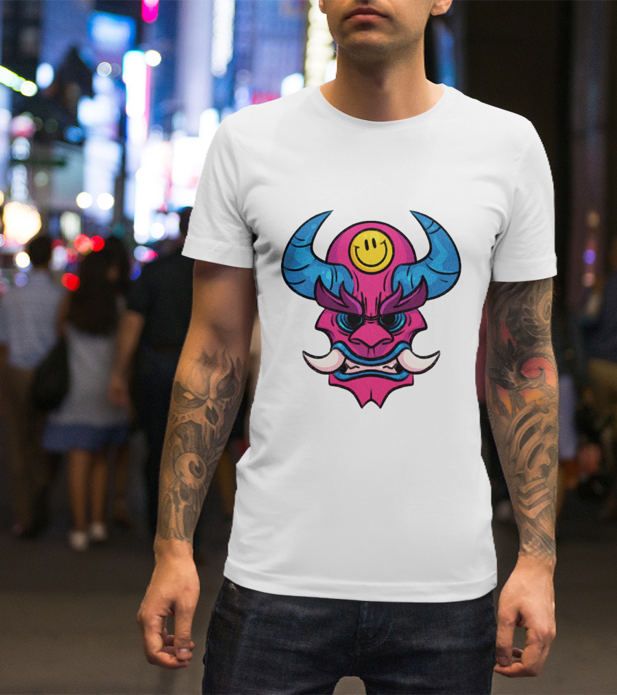 DACREW Oni Mask Smiley Face T-Shirt