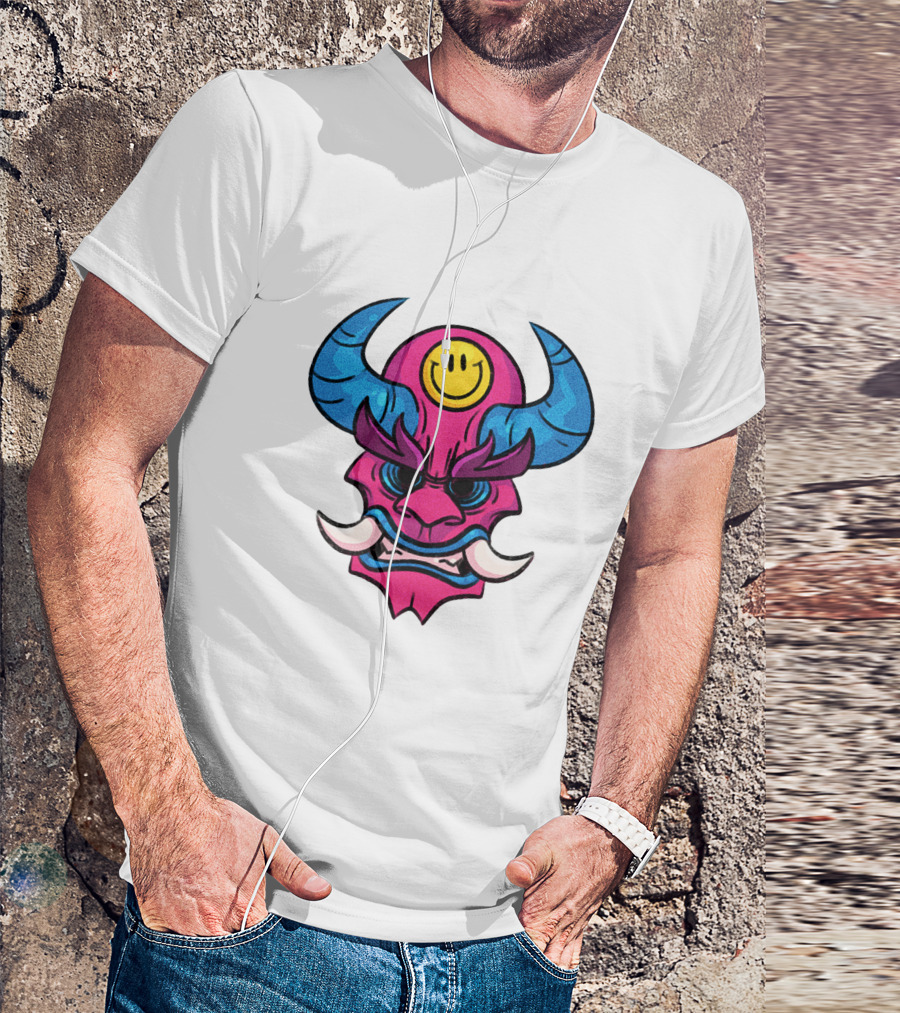 DACREW Oni Mask Smiley Face T-Shirt