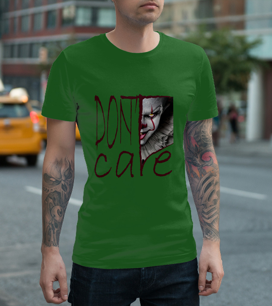 DON'T CARE Pennywise Face Clown Horror T-Shirt