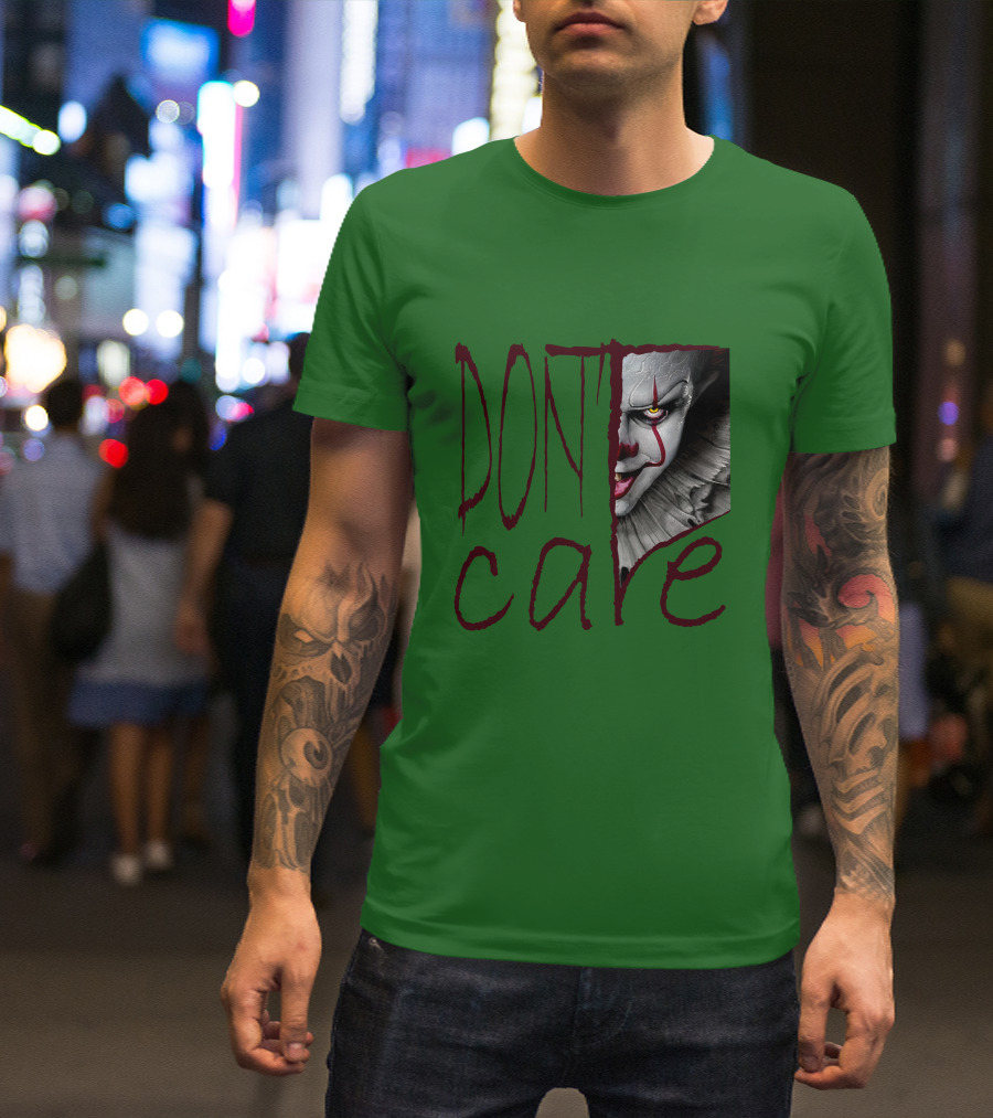 DON'T CARE Pennywise Face Clown Horror T-Shirt