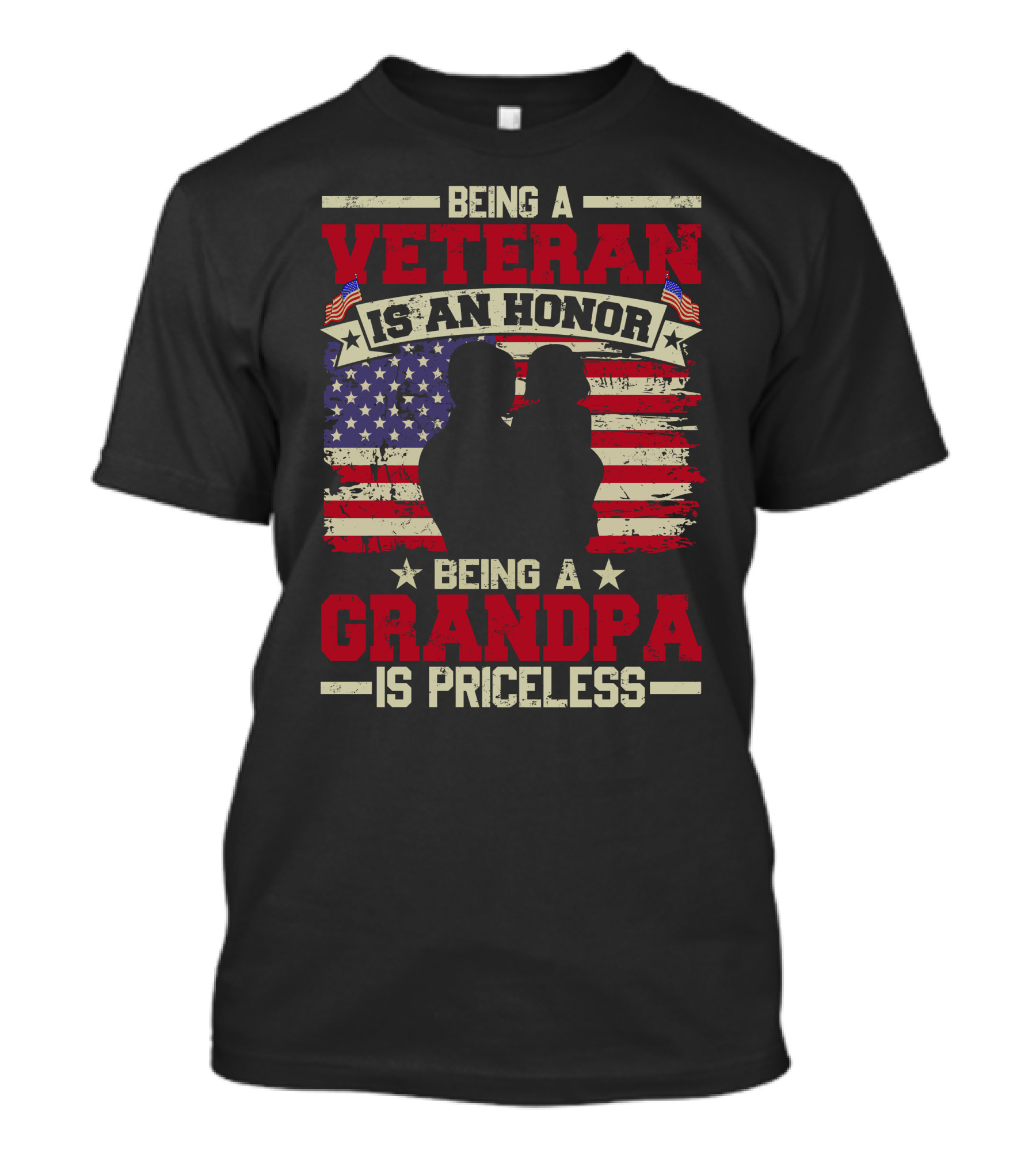 Being A Veteran Is An Honor Being A Grandpa Is Priceless With American Flag T-Shirt