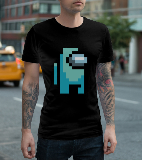 Among Us Cyan Crewmate Pixel T-Shirt