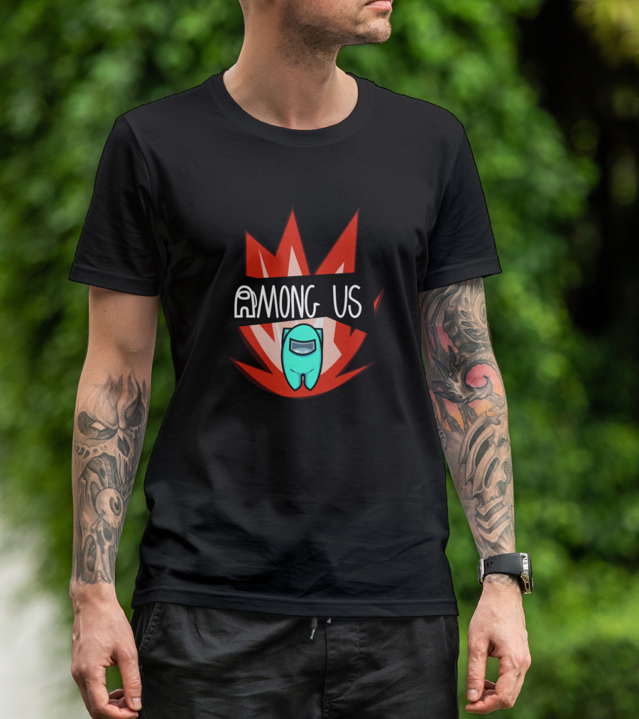 AMONG US Cyanmc4qd Crewmate With Fiery Background T-Shirt