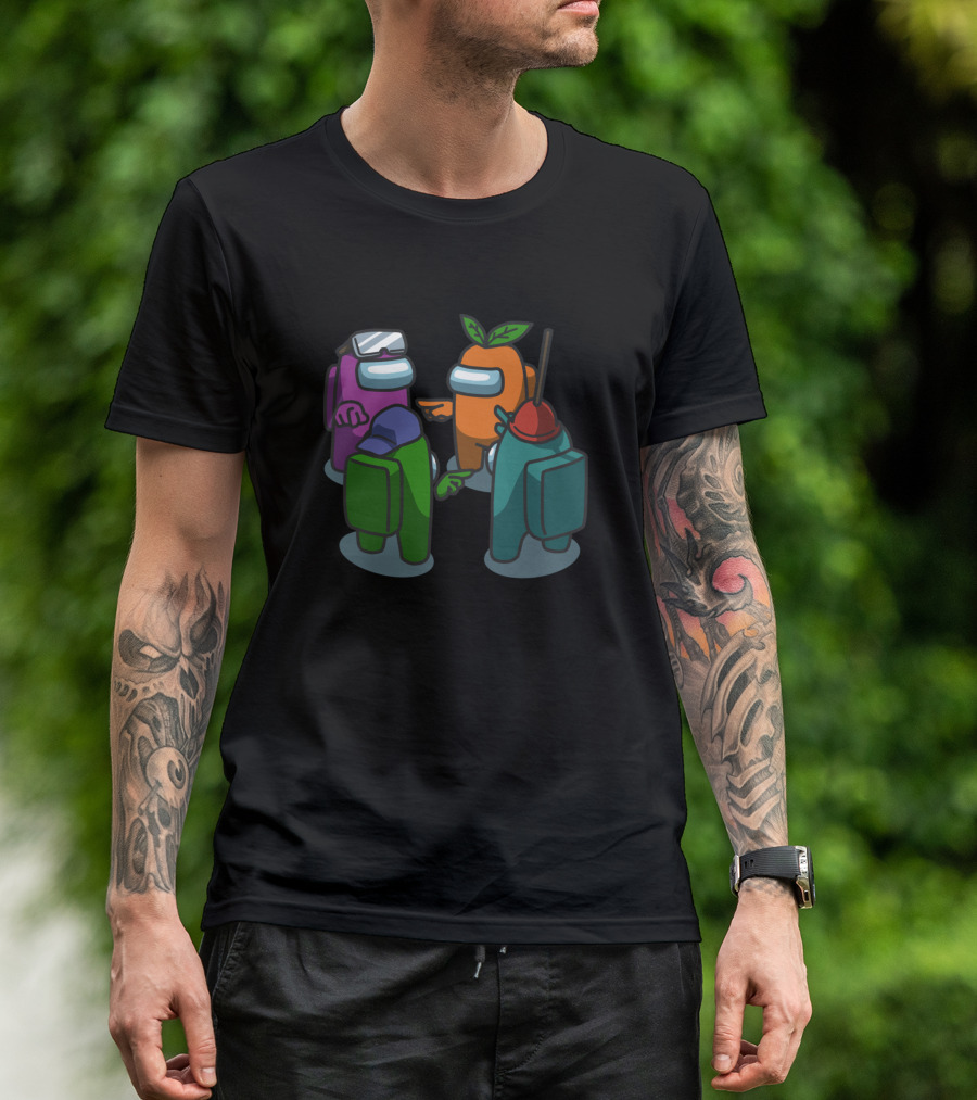 Among Us Characters Discussion With Unique Hats And Leaves T-Shirt