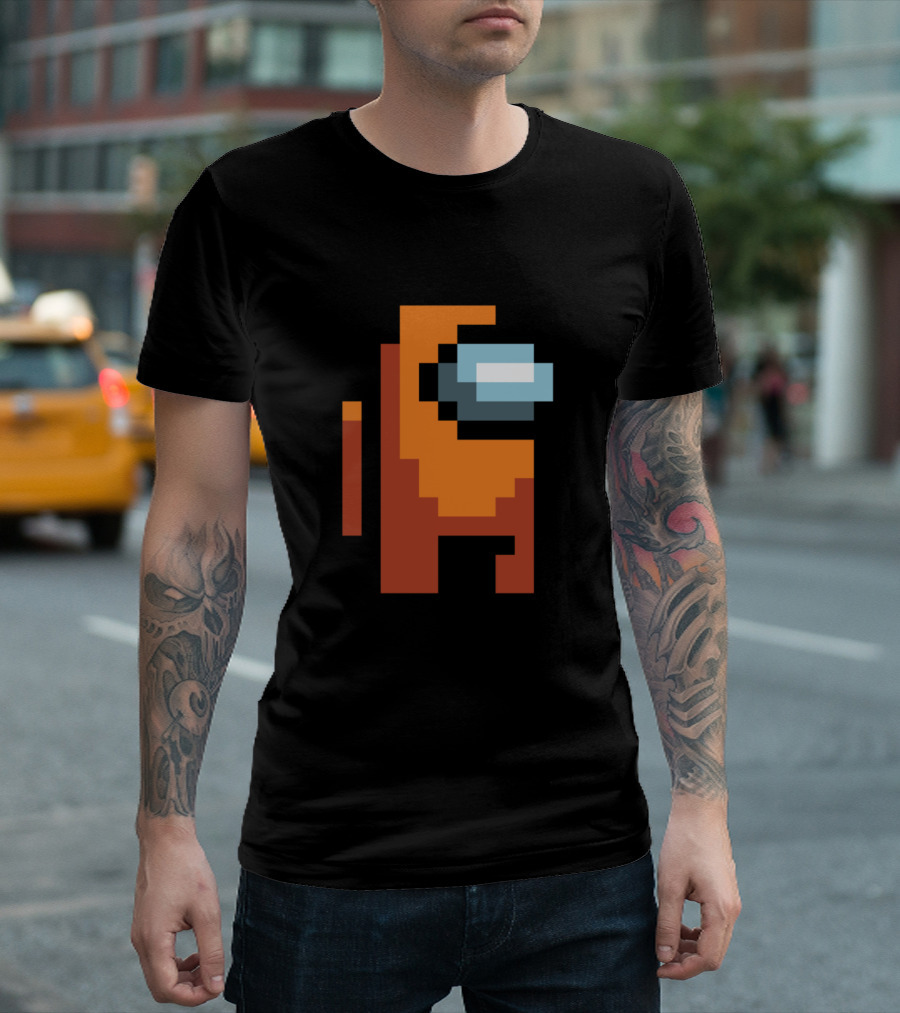 Among Us Orange Crewmate Pixel T-Shirt