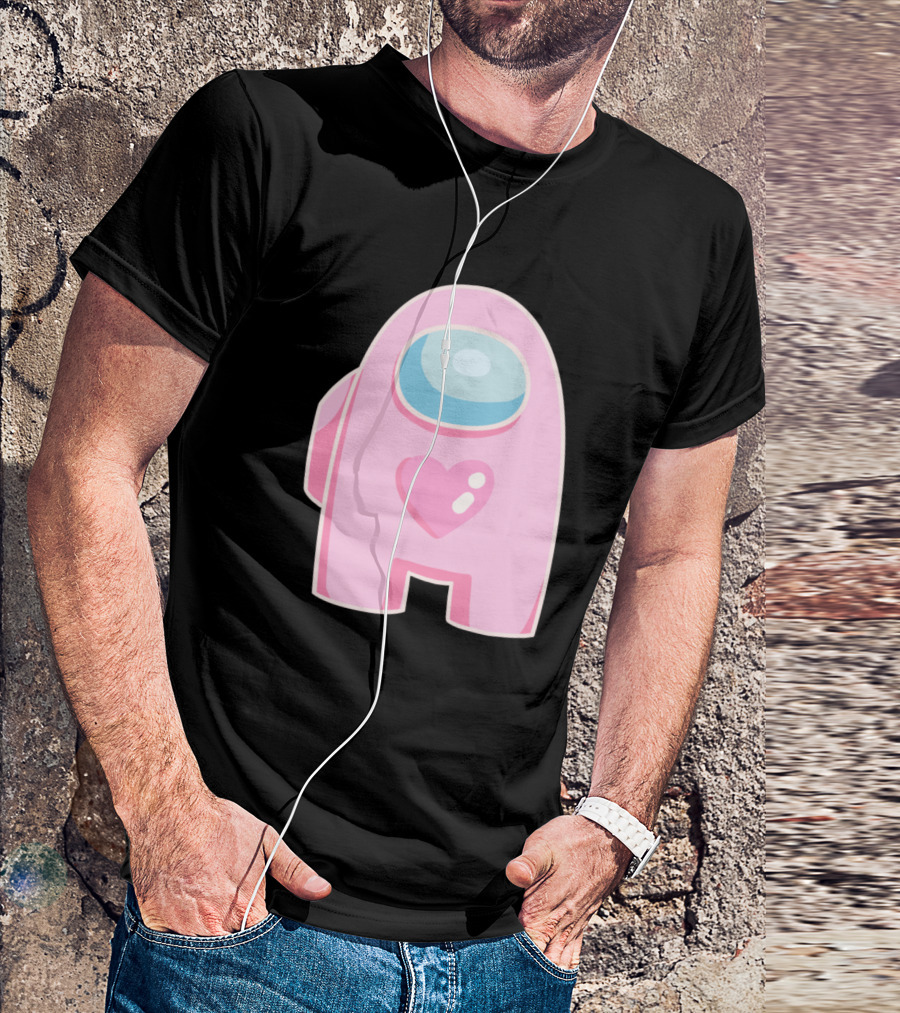 Pink Heart Among Us Crewmate Character T-Shirt