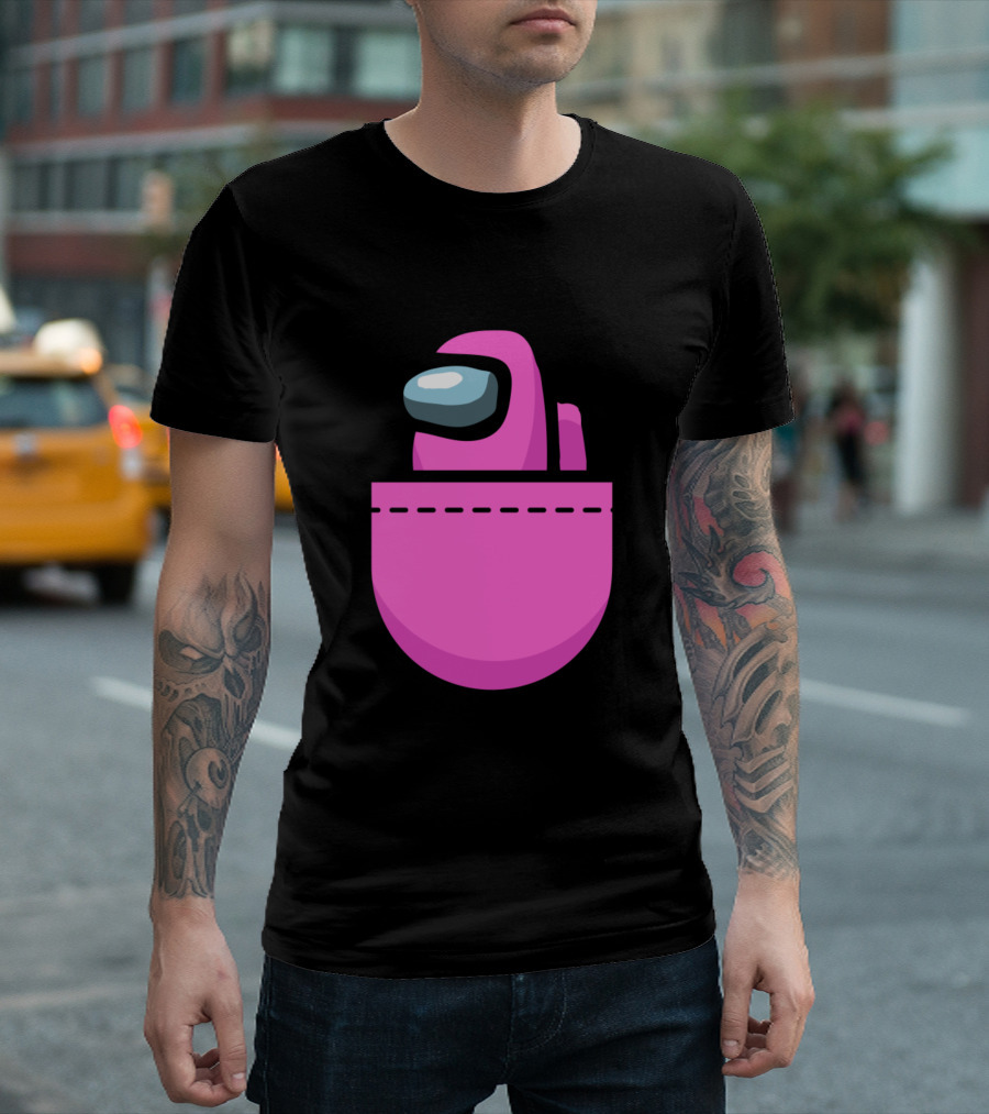 Among Us Pink Crewmate Pocket T-Shirt