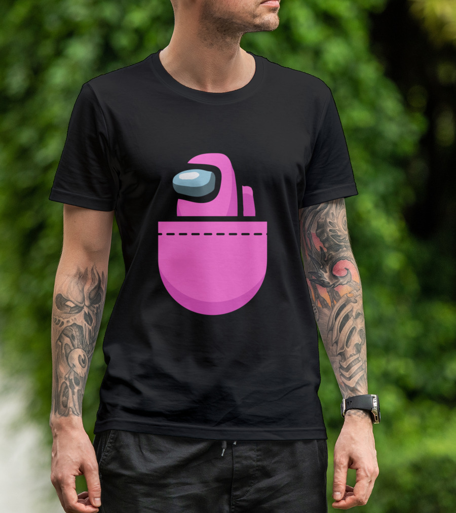 Among Us Pink Crewmate Pocket T-Shirt
