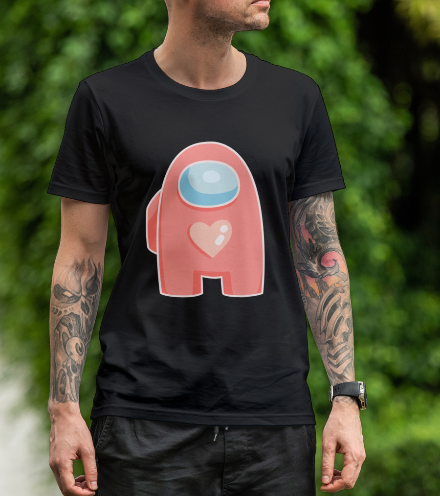 Red Crewmate With Heart Among Us T-Shirt