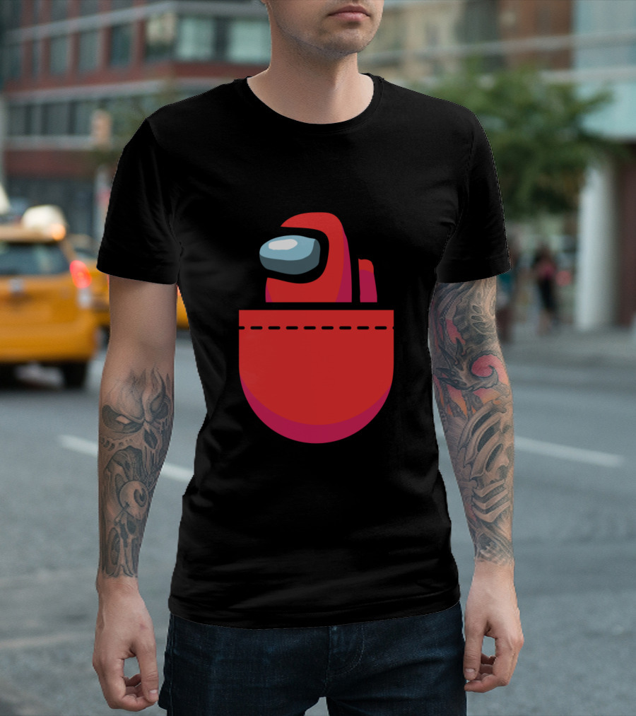 Red Crewmate Pocket Among Us Crewmate T-Shirt