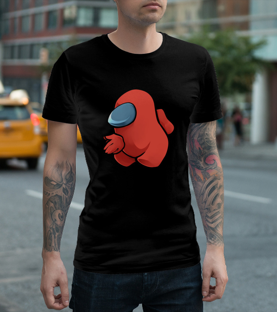 Sus Red Crewmate Character with Hand Gesture T-Shirt